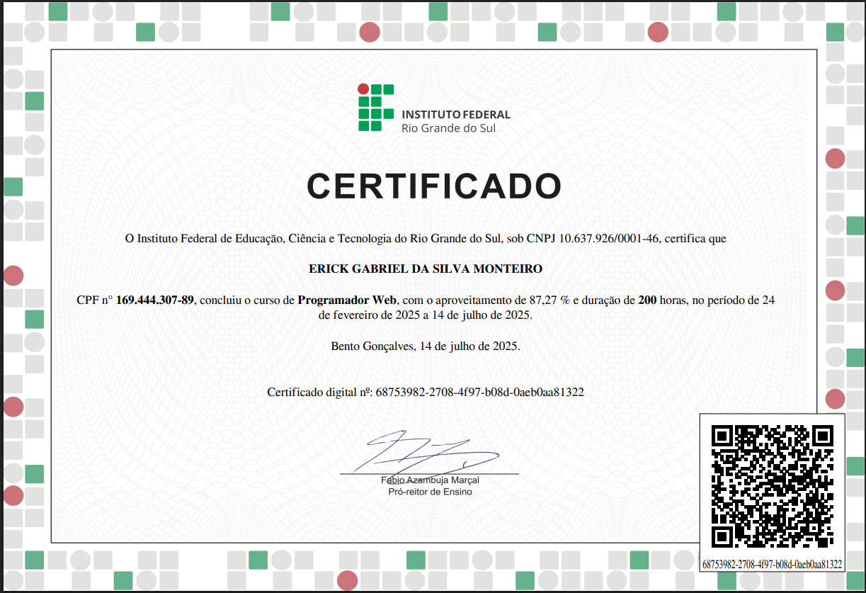 Certificado Programador Web